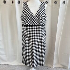 Vtg Faded Glory Retro Dress XL 16/18 Gingham Plaid Cotton Black Pinup Boho 19891